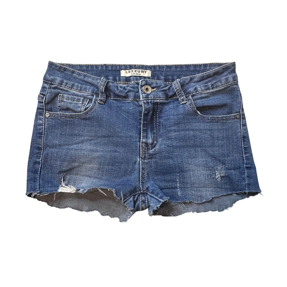 Lexxury Denim Shorts Womens M Blue L234 Cut Off Distressed Raw Hem Stretch